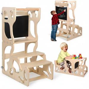 lot 19284 image: Toddler Tower, Kids Kitchen Step Stool Helper, Foldable Kitchen Learning Standing Stool, Toddler Ladder Anti-tilt Helper Tower for Bathroom Sink and Kid Kitchens Ladder Counter