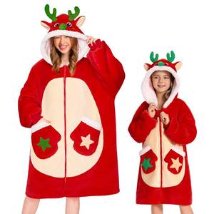 lot 19286 image: OLAOLA Oversized Hoodie Blanket Sweatshirt with Zipper, Comfy Fleece Sherpa Wearable Blanket for Adult and Kids Unisex Gift