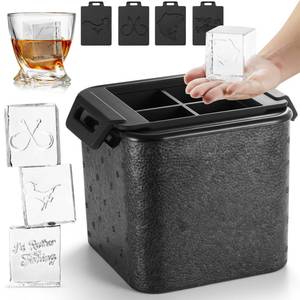 lot 19287 image: TPPICK Clear Square Ice Cube Maker Mold for Whiskey Bourbon, Fishing Gifts for Men, Stocking Stuffers for Men