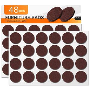 lot 20116 image: 48 PCS Felt Furniture Pads, 1-inch Round Brown Chair Felt Pads, Felt Pads for Furniture Feet to Protect The Floor from Scratches,Reduce Noise (Brown)