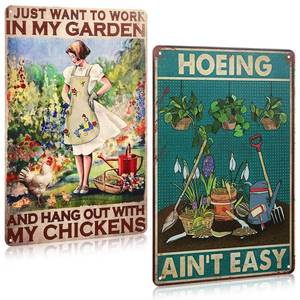 lot 20138 image: MorningRo 2 Pcs Funny Vintage Metal Tin Garden Signs 12in x 8in, Gardening Quote Wall Decor, Gifts for Plant Lovers Women Grandma Mom, Indoor Outdoor Farmhouse Patio Yard Decor(Female, Home)