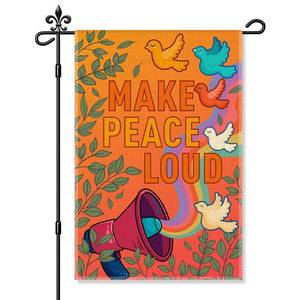 lot 20139 image: Xipromi Make Peace Loud Garden Flag, Funny Rainbow Yard Flag for Outside, Peace And Equality Yard Sign, Social Justice Human Right Be Kind Outdoor Home Lawn Porch Community Colorful Dor Banner
