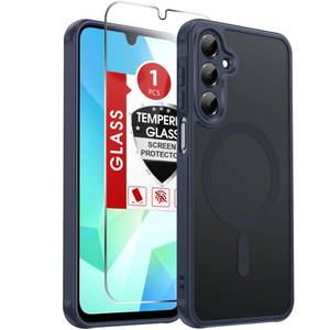 lot 20161 image: LeYi Compatible for Samsung Galaxy A16-5G Phone Case Samsung A16 5G Case Magnet Fit with Screen Protector, Matte Translucent Soft-Touch Skin and Full Body Protection for Cell Phone A 16 Cover, Blue