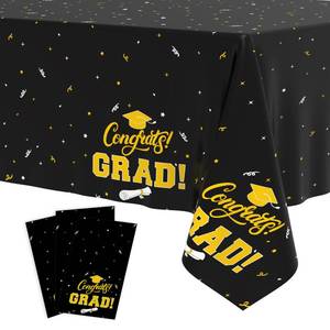 lot 20165 image: Tbsone Graduation Tablecloth 2026, 3 Pack Disposable Plastic Table Covers 54in x 108in, Congrats Grad Party Supplies for College and High School Graduation (Black)