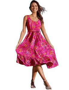 lot 20187 image: YESNO Womenfts Summer Casual Sleeveless Midi Dresses Boho Floral Tiered Sundresses with Pockets L EMV CR026