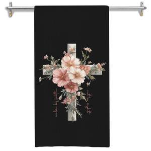 lot 20191 image: GOOZHO Floral Cross Christian Kitchen Towels, Christian Gifts for Women Dish Tea Towels for Kitchen Decor, Religious Faith Based Gifts Decorative Hand Towel for Bathroom, 16x24 Inches