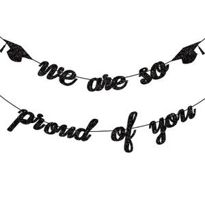 lot 20203 image: Graduation Decorations 2026 2027  Pre-Strung Class of 2026 Graduation Banner, Black Glitter We are So Proud of You Grad Banner for Graduations Party Decorations Favors Supplies School Home Car Decorations