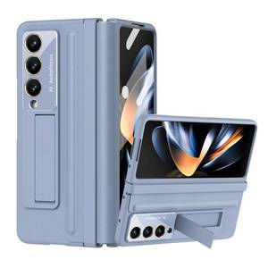lot 20209 image: GOUHGKH for Samsung Galaxy Z Fold 4 Case with Hinge Protection and Kickstand, Soft Leather Touch Protective Cover, Anti-Scratch Non-Slip Shockproof Case for Z Fold 4, Blue
