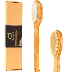 lot 20221 image: ICANdOIT 2 in 1 Long Handle BathandShower Brush,Bath Scrubber,Boar Bristle with Pumice Stone Exfoliate and Soften Skin,Dry Brushing Body Brush for CelluliteandLymphatic Drainage
