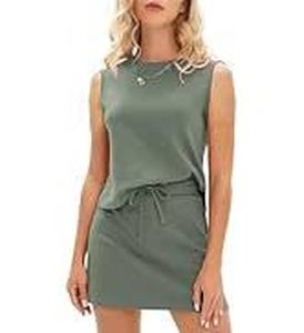 lot 10153 image: Exlura Womenfts 2-Piece Summer Lounge Set - Tank Top and Drawstring Shorts