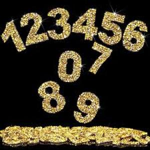 lot 10154 image: Gold Glitter Rhinestone Number Stickers Set
