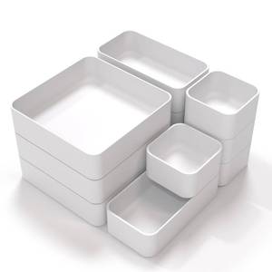 lot 1232 image: CHANCETSUI 11-Piece Stackable Drawer Organizer Set, Multi-size Desk Drawer Organizer Trays Vanity Storage Bins for Storing Makeup, Stationery, Utensils in Bathroom Dresser, Office and Kitchen