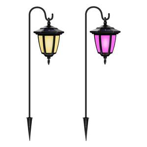 lot 1236 image: Viewsun 34 Inch Solar Hanging Lights, Shepherd Hook Lights with 4 Lighting Modes Waterproof Outdoor Decorative Solar Lantern Lights for Garden Decor, Patio, Backyard, Pathway, 2 Pack