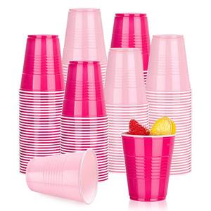 lot 1238 image: WELLIFE 12 OZ Pink Party Cups - 100 Pack Dual-Pink Cups,Ideal for Valentines Day Birthday Parties,Girls Party Princess-Themed Gatherings, Bachelorette Parties