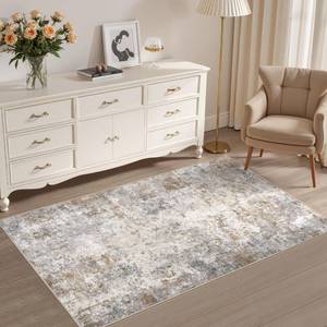lot 1241 image: UERMEI 3x5 Area Rug Living Room Rugs - Washable Neutral Modern Abstract Soft Thin Rug Indoor Floor No Slip Rug Carpet for Bedroom Under Dining Table Home Office Decor - Brown Grey
