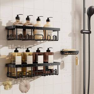 lot 1243 image: Veken Shower Caddy 3-Pack, Advanced Rustproof Design, No Drilling Adhesive Shelves, Rack with Soap Holder, Large Capacity Bathroom Organizers and Storage, Wall-Mounted Kitchen and Home Decor, Black