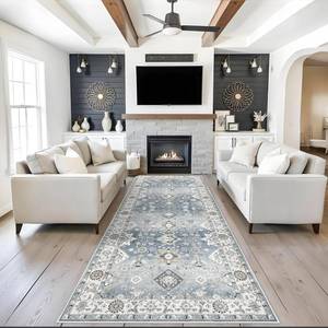 lot 1253 image: 4x10 Washable Hallway Runner Rug Oriental Extra Wide Ultra Soft Runners for Living Room Bedroom Stain Resistant Low Pile Carpet for Entryway Ktichen Thin Non Slip Bathroom Floor Mat(Grey,4x10)