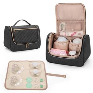 lot 2263 image: Luxja Wearable Breast Pump Bag (with a Waterproof Mat) Compatible with Momcozy and Elvie Breast Pump, Carrying Case for Wearable Breast Pump and Extra Parts (Patent Pending), Black