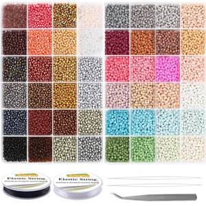 lot 2269 image: EuTengHao Glass Seed Beads for Bracelet Making Kit, 80 Small Pony Beads for Bracelet Necklace Jewelry Making DIY Crafting (3mm, 48 Colors, Frosted Glass and Lacquered)