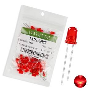 lot 2285 image: OWOFYDR 100Pcs 5mm Red Diffused LED Diodes, 2V-2.2V 20mA DC Frosted Round Indicator Lights, Super Bright for Arduino DIY, Breadboard, Scientific Experiments, Electronic Maintenance
