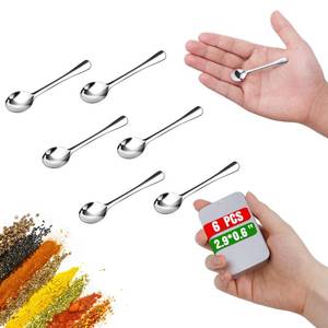 lot 2286 image: 6PCS Tiny Spoons - Mini Stainless Steel Spoons 2.9 inch for Salt Jars Spice Jars, SUS 304 Food Grade Seasoning Spoon for Powder Spices, Pepper, Sugar, Coffee