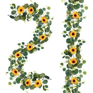 lot 2301 image: Uieke 2 Pack Artificial Sunflower Garland, 6ftStrand Silk Sunflowers Hanging Vines Flowers Garland with Green Leaves for Room Kitchen Garden Birthday Wedding Baby Shower Party Table Decor