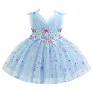 lot 2310 image: IBTOM CASTLE Flower Girl Toddler Birthday Dress Baby Girls 3D Butterfly Tulle Tutu Dress Princess Flower Girl Formal Party Pageant Dress Cake Smash Photoshoot Dress Easter Light Blue 3-4 T