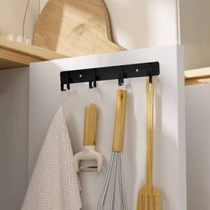lot 2313 image: TOZHCITA Key Holder with 4 Hooks,Key Hanger Organizer for Wall Mount with 1 Self-Adhesive Tapes,1 adhesives Glue and 2 Screw AccessoriesMetal Key Rack for Entryway, Door, Bathroom, Kitchen Black