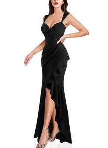 lot 2318 image: VFSHOW Womens Sexy Sweetheart Neckline Backless Ruched Ruffle Slit Formal Prom Evening Maxi Long Dress 2023 Glitter Sparkly Twist Front Gown (Black, XXX-Large) 10511A BLK 3XL