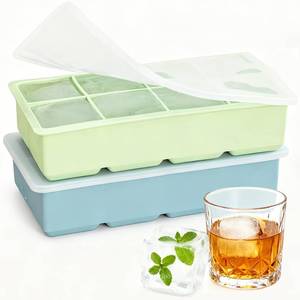 lot 2319 image: Large Square Ice Cube Molds (2-Pack),Silicone Ice Cube Trays for Freezer with Lid,Easy Release Stackable 2 inch Huge Cubed Ice Trays for Whisky