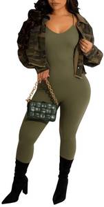 lot 2322 image: KnoInt Classic Distressed Jacket Short Coats for Women Sexy Camo Casual Long Sleeve Button Denim Outwear with Pockets XXL