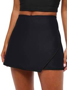 lot 2325 image: LASLULU Skirts for Women A Line Mini Athletic Trendy Color Blocking Skort for Workout Tennis Golf Yoga Casual Summer Outfits(Black Medium)