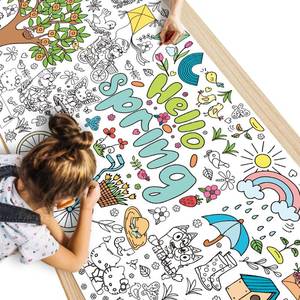 lot 2332 image: Spring Giant Coloring PosterTablecloth - Spring Crafts for Kids - 30 x 72 Inches Jumbo Coloring Banner Kids Games Gifts Activities Decor Party Favors