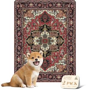 lot 2345 image: nunubaby Washable Pee Pads for Dogs, Stylish, Non-Slip and Leak-Proof Pee Pads. Reusable Potty Pads for Dogs for Crates and Floors.(RedRect,18in x24in )