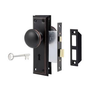 lot 2358 image: Newliplace Mortise Lock Set for Interior Door, Vintage Door Knobs with Lock and Skeleton Key, Antique Door Knobs Oil Rubbed Bronze Finish