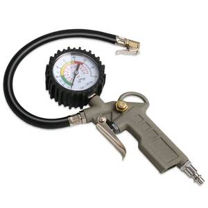 lot 2367 image: LadFath Tire Inflator with Pressure Gauge, 0-220PSI Dial Wheel Air Tire Pressure Gauge, Heavy Duty Rubber Hose with Quick Coupler, Air Compressor Tire Inflator Attachment for Cars Motorcycle Bike