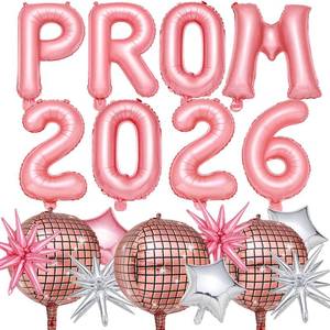 lot 2376 image: Glimin 23 Pcs Prom 2026 Balloons Set Graduation Decoration Class of 2026 Congrats Grad Prom Grad Party Supply Disco Star Balloon for Night Graduation Party Promenade Decoration (Pink)