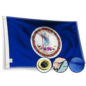 lot 2394 image: STREBAN Virginia Flag 3x5 Outdoor - Embroidered Design Heavy Duty Polyester VA Flag with Sewn Stripes, Brass Grommets