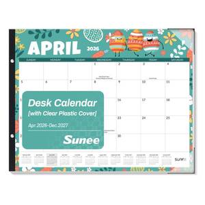 lot 3061 image: SUNEE Desk Calendar 2026 Large 22x17 from April 2026 to December 2027, Extra Large Desktop Monthly Calendar Pad 21 Months For Teacher or Office, Desk Top, Seasonal