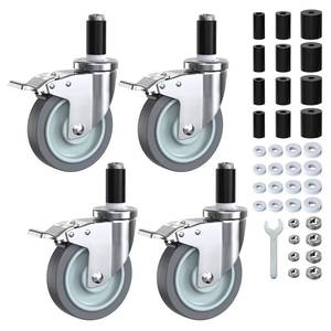 lot 3068 image: HOLKIE Caster Wheels Locking 5 Inch Expanding Stem Casters, Threaded Swivel Casters Set of 4 Heavy Duty Castors, Fit 1in, 1-14in, 1-25in,1-12in, 1-58in ID Stainless Steel Table, Cart, Furniture Legs
