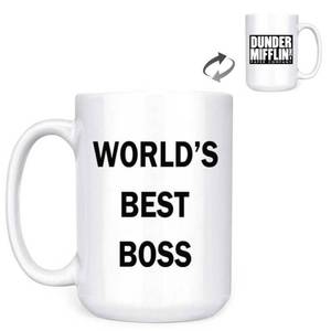 lot 4032 image: senooe Worlds Best Boss TV Television Show Ceramic Mug Coffee (Tea, Cocoa) 15 OZ Coffee Cup
