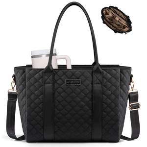 lot 4425 image: LOVEVOOK Teacher Tote Bag for Women, Quilted Work Tote Nurse Laptop Bag, Large Computer Shoulder Bags with Zipper for Travel