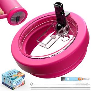 lot 4442 image: 30oz Flip Straw Leak Proof Lid for Stanley Quencher,30 oz Tumbler Lid Replacement for Stanley Cup Accessories,No Spill Silicone Tumbler Lids with Cleaning Brush Set (Fuchsia)