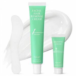lot 4445 image: 2 Mins Facial Hair Removal Cream for Women, Gentle 2-Step Depilatory Kit for Sensitive Skin (50ml30ml), Removes Upper Lip Peach Fuzz, Soothing Formula for Sensitive Skin