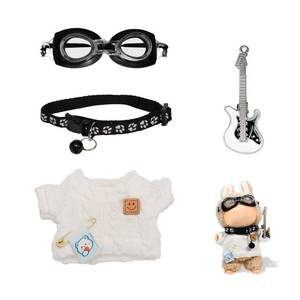 lot 4453 image: Satakara Doll Clothes Set for 17cm (6.7Inch) Dolls - 4-Piece White Outfit with Guitar, Glasses and Necklace, Stylish Clothes for Display