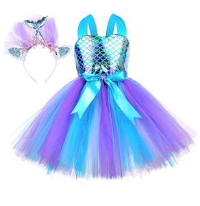 lot 4494 image: Tutu Dreams 4 Colors Mermaid Dress for Girls with Headband Birthday Party Gifts Dress Up Clothes