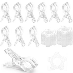 lot 4497 image: RELBRO Spring Clamps, 10 Pcs 3.5 Inch Clear Plastic Clips with 50 Pcs Balloon Clips for Balloon Arch Backdrop Craft Decoration Projects