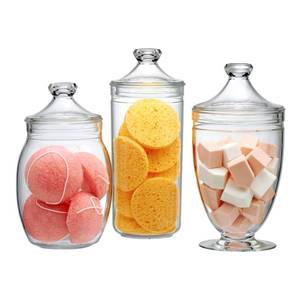 lot 5836 image: Amazing Abby - Adore - Plastic Apothecary Jars (3-Piece Set, 524646 oz) (NOT Glass), Acrylic Jars with Lids, Bathroom Canisters, Candy Buffet, Wedding Display, BPA-Free and Shatter-Proof
