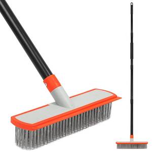 lot 5838 image: MAVRIZ Stainless Steel Concrete Brush with Long Handle - Heavy Duty Deck Brush for Concrete Cleaning, Outdoor Broom for Moss Removal, Wire Brushes for Scrubbing Patios, Driveways and Pools