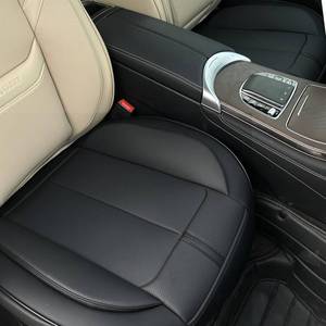 lot 5839 image: HOMOSTARRY 2 Pack Leather Front Car Seat Cover Bottom Only, Anti-Slip Padded Seat Cushion, Full Wrap Seat Protector with Storage Function Universal Fit for Most Cars, SUV, Pick-up Trucks (Black)